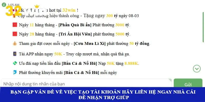 Bạn gặp vấn đề về việc tạo tài khoản hãy liên hệ ngay nhà cái để nhận trợ giúp