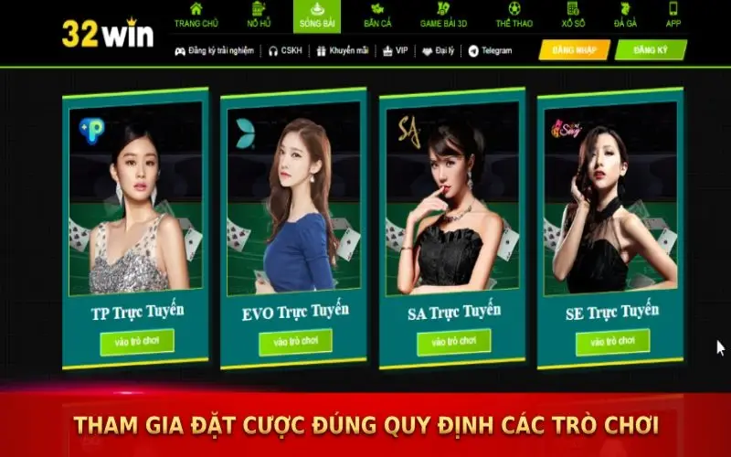 Tham gia đặt cược đúng quy định theo từng thể loại trò chơi